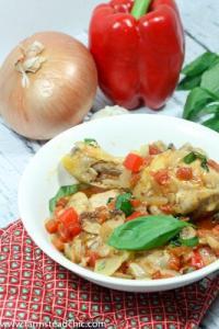 This Paleo & Whole30 Chicken Cacciatore recipe is a quick, simple, one-pot wonder but tastes divine with chicken that literally falls off the bone and veggies melded together in savory perfection.