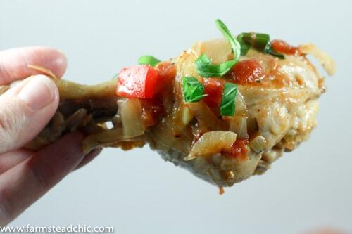 This Paleo & Whole30 Chicken Cacciatore recipe is a quick, simple, one-pot wonder but tastes divine with chicken that literally falls off the bone and veggies melded together in savory perfection. 