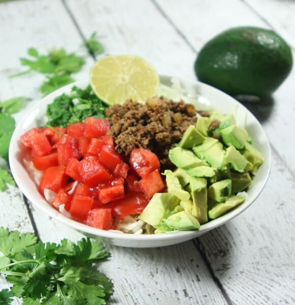 These Whole30 and Paleo Taco Salad Bowls are a quick and easy, fresh and flavorful weeknight meal.