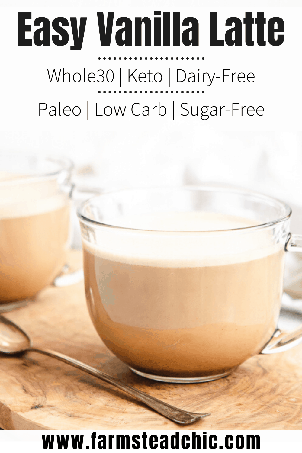 This Paleo & Whole30 Cinnamon Vanilla Latte is delicious, healthy and easy to make, requiring only four ingredients + a blender! This healthy vanilla latte is also Paleo, low carb and keto-friendly!