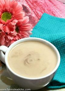 This Paleo & Whole30 Mocha Latte only uses 4 ingredients! Made with only coffee, coconut milk, cacao powder + ground vanilla beans, it's a guilt-free way to start your morning!