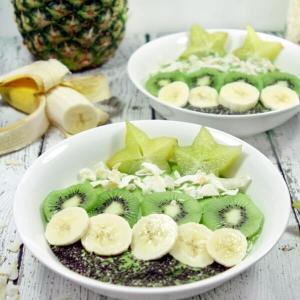 These Paleo and Whole30 Tropical Avocado Smoothie Bowls are on point. Smooth and creamy, they're the perfect detox breakfast after a weekend of cheat meals.