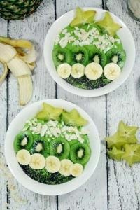 These Paleo and Whole30 Tropical Avocado Smoothie Bowls are on point. Smooth and creamy, they're the perfect detox breakfast after a weekend of cheat meals.