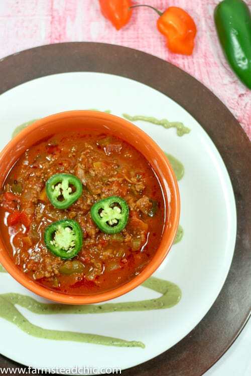 Pepper lovers rejoice! This Paleo and Whole30 Five Pepper Soup is so fun and colorful! Beefy, zesty and spicy with a hint of (natural) sweetness, it's full of bell, poblano, Anaheim  jalapeño and habanero peppers! Dairy free, gluten free, grain free, guilt free.