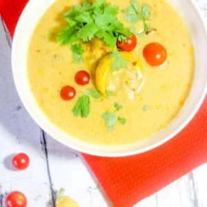 This Paleo and Whole30 Creamy Curry Summer Squash Soup is creamy, spicy and bursting with flavor yet still wholesome, healthy, dairy free and gluten free. Light and full of fresh-from-the-garden veggies, serve it alongside a small salad for a perfect summertime lunch.