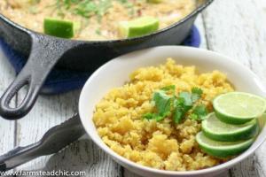 This Paleo and Whole30 Plantain Rice has a texture that's on point and a very subtle tropical flavor which offsets spicy foods perfectly. Gluten free, grain free. Serve it under or alongside everything you love or alone with fresh cilantro and lime juice.