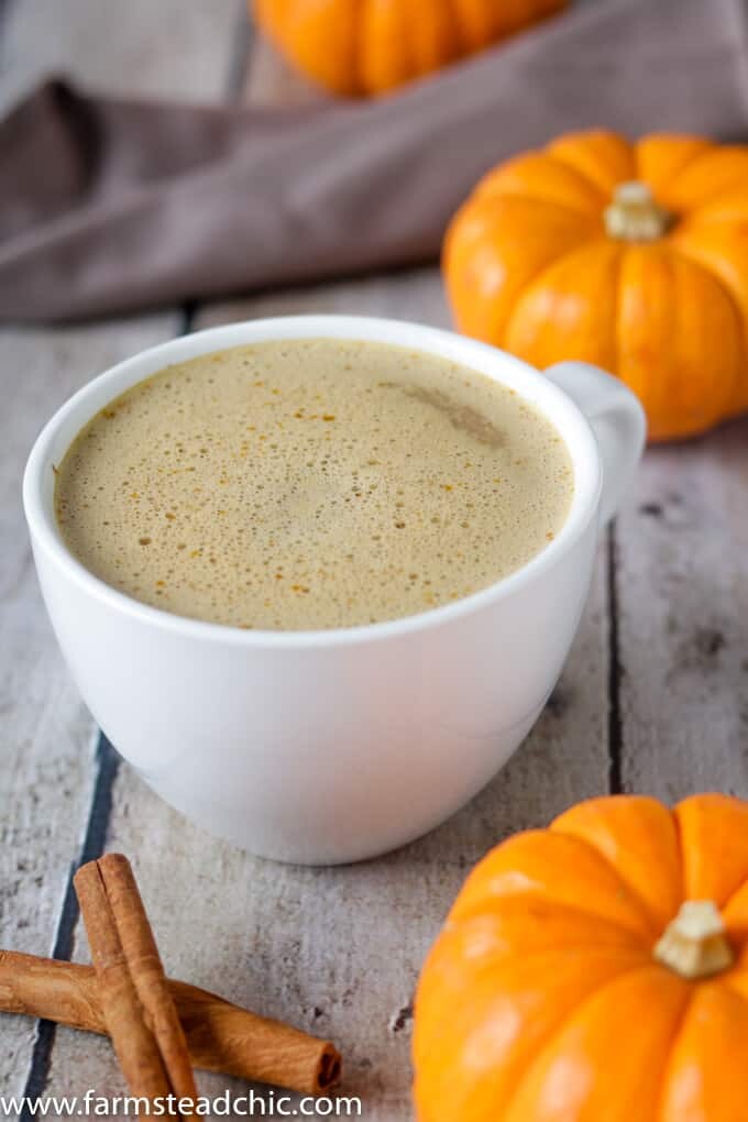 This Paleo and Whole30 Pumpkin Spice Latte needs just four ingredients and an inexpensive milk frother. In less than ten minutes, you'll have a healthy, dairy-free cup full of autumn right in your hands. If you don't have a milk frother, a blender will do just fine.