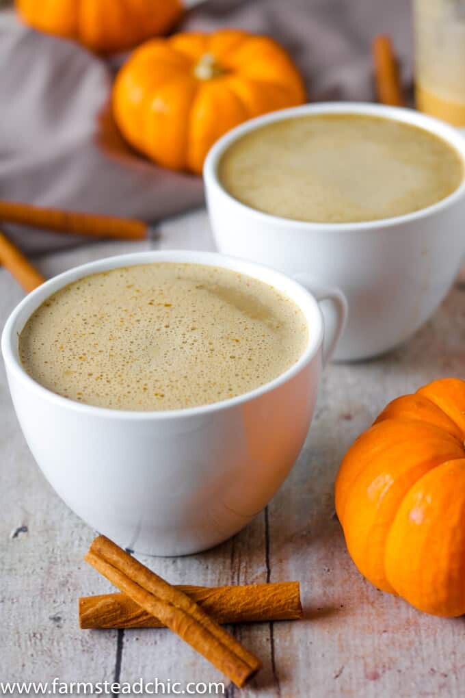 This Paleo and Whole30 Pumpkin Spice Latte needs just four ingredients and an inexpensive milk frother. In less than ten minutes, you'll have a healthy, dairy-free cup full of autumn right in your hands. If you don't have a milk frother, a blender will do just fine.