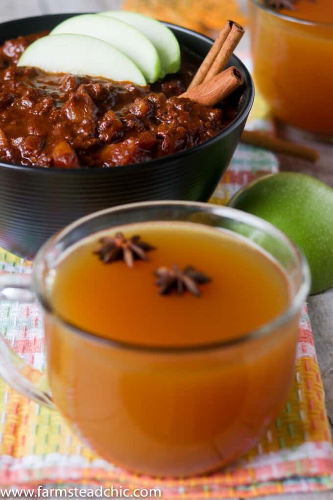 This Paleo and Whole30 Apple Cider Chili will warm your bones. Sweet apple cider, apples and cinnamon combine with chili powder for the perfect fall treat!