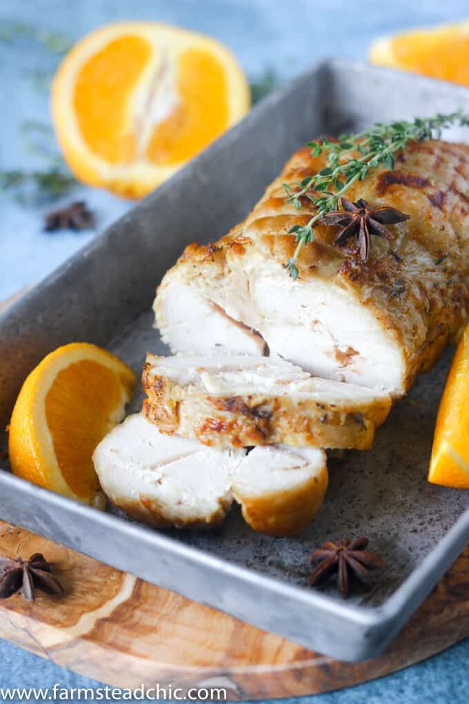 This Paleo and Whole30 Slow Cooker Turkey Breast with Orange & Thyme is incredibly moist and tender, super easy to make and full of autumn flavor.
