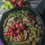 This Paleo and Whole30 Chicken Thighs with Roasted Apples and Grapes is a quick and easy one-skillet wonder perfect for a chilly autumn weeknight.