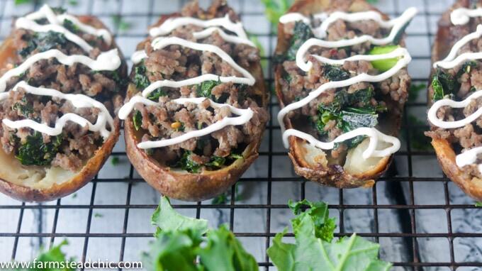 These crispy, buttery Dairy-Free and Whole30 Zuppa Toscana Potato Skins are packed full of Italian sausage and kale, bursting with flavors of garlic, Italian seasoning and crushed red pepper. 