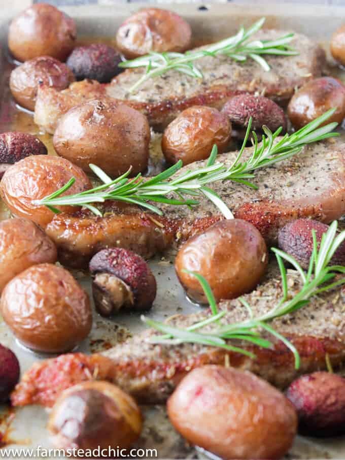 This Whole30 Steak and Potatoes Sheet Pan Dinner is the perfect meal for a busy weeknight or when you don't want to spend an hour in the kitchen. Rosemary and garlic highlight the flavor of the steak and veggies without overpowering them. This meal is so simple and easy to make with minimal prep and cleanup.