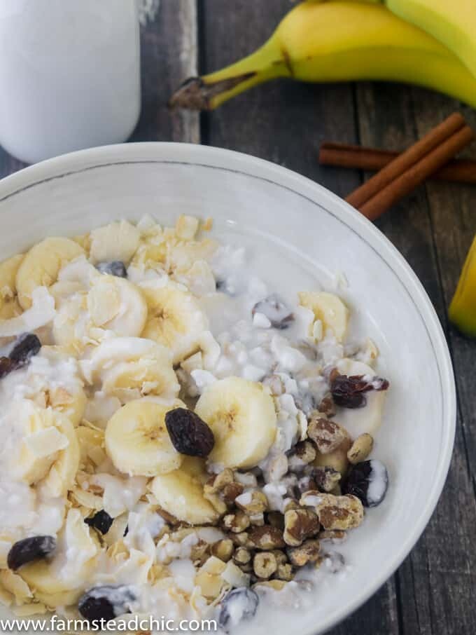 With bananas, walnuts and cranberries with a sprinkling of cinnamon, these Paleo Breakfast Bowls are cool, creamy, crunchy, grain-free, gluten-free, dairy-free just plain delicious. . Craving a bowl of cereal? You need these! (Whole30 Compliant Ingredients) Vegetarian and Vegan + full of protein and healthy fats.