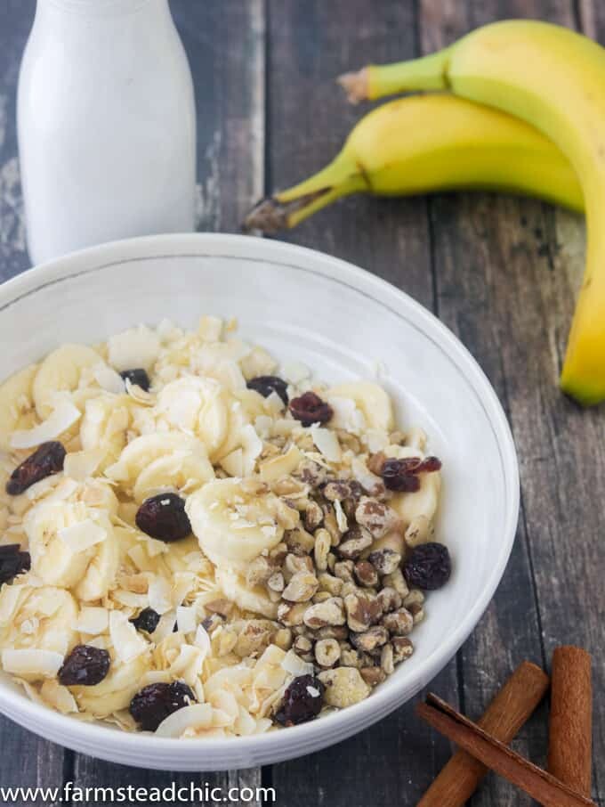 With bananas, walnuts and cranberries with a sprinkling of cinnamon, these Paleo Breakfast Bowls are cool, creamy, crunchy, grain-free, gluten-free, dairy-free just plain delicious. . Craving a bowl of cereal? You need these! (Whole30 Compliant Ingredients) Vegetarian and Vegan + full of protein and healthy fats.