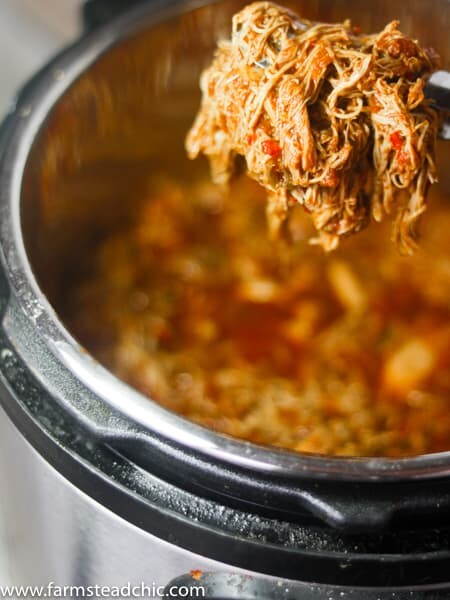 This Paleo and Whole30 Instant Pot Taco Chicken is packed full of flavor with fresh red Anaheim and Serrano peppers along with chili powder and chipotle powder. Coriander, cumin and garlic and onion bring everything into balance and pack a nutritional punch as well. Low carb, Keto-friendly, gluten free, grain free, dairy free.
