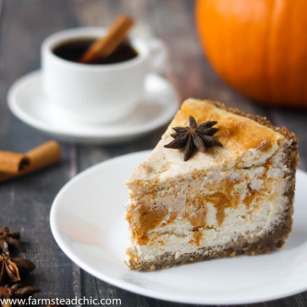 Low Carb Keto Pumpkin Cheesecake with star anise and cinnamon
