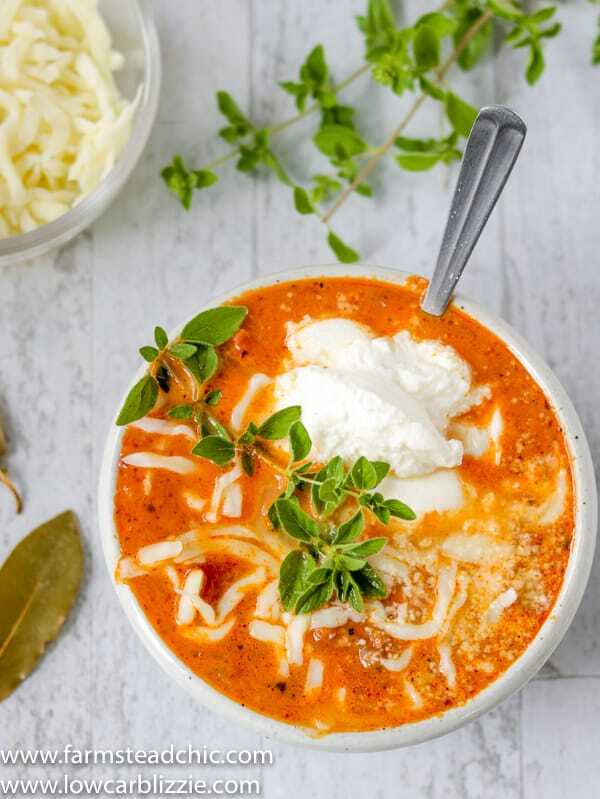 Low Carb, Keto Lasagna Soup, Gluten free, grain free lasagna