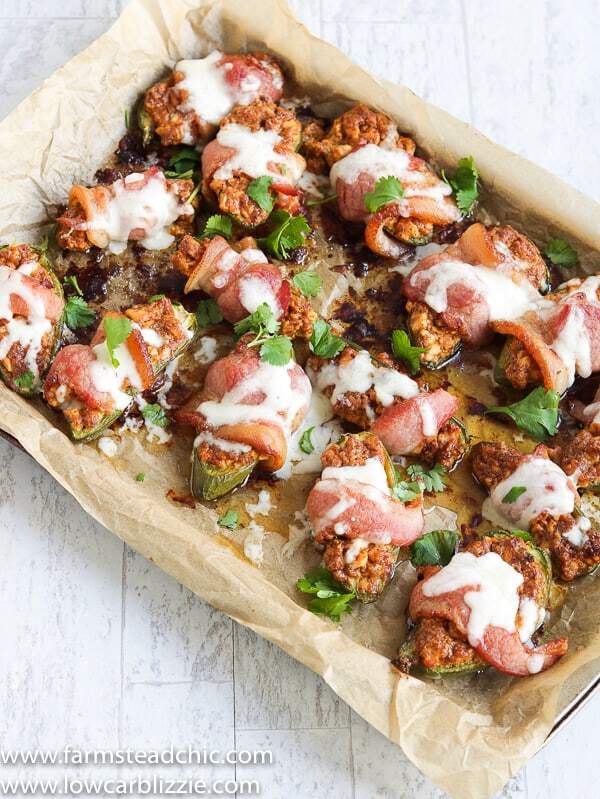 These Low Carb, Keto Leftover Turkey Jalapeño Poppers are creamy and spicy, practically melt in your mouth and have only one carb each! | www.farmsteadchic.com | #lowcarb #keto #leftoverturkey #jalapeñopoppers #farmsteadchic