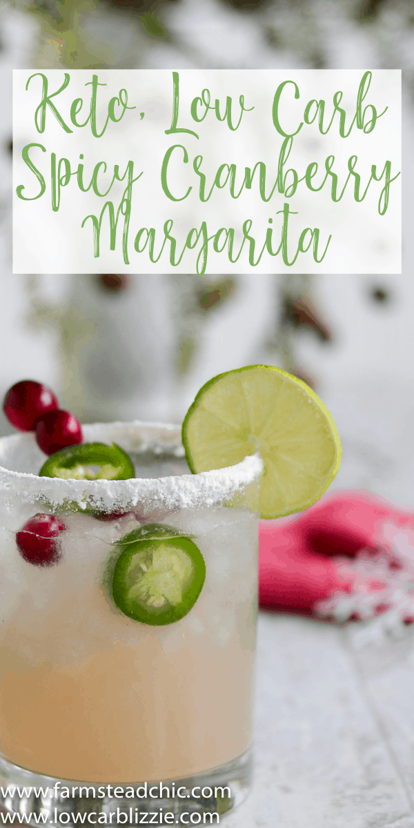 This Low Carb, Keto Spicy Cranberry Margarita is the perfect guilt-free holiday cocktail! Fresh cranberries and jalapeños add a special twist to the traditional margarita. Orange extract and a little water replace the traditional sugar-laden orange liqueur. | www.farmsteadchic.com #ketococktail #lowcarbcocktail #ketomargarita #lowcarbmargarita #spicymargarita #holidaymargarita #Christmascocktail