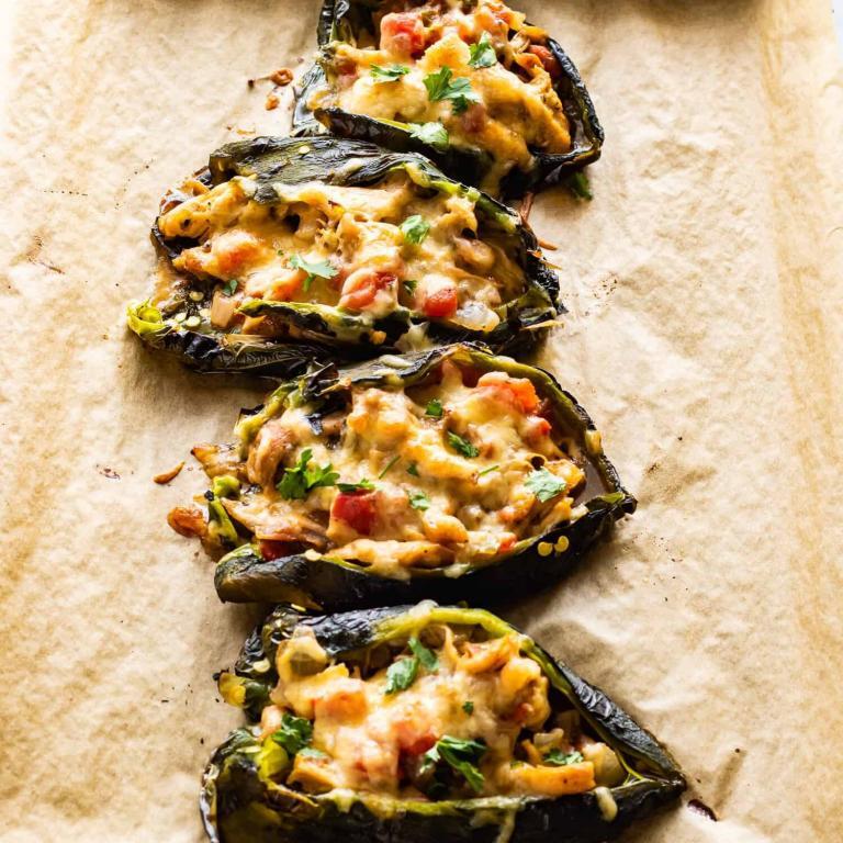Easy Keto Stuffed Peppers – Paleo Tomatillo Chicken Stuffed Poblanos