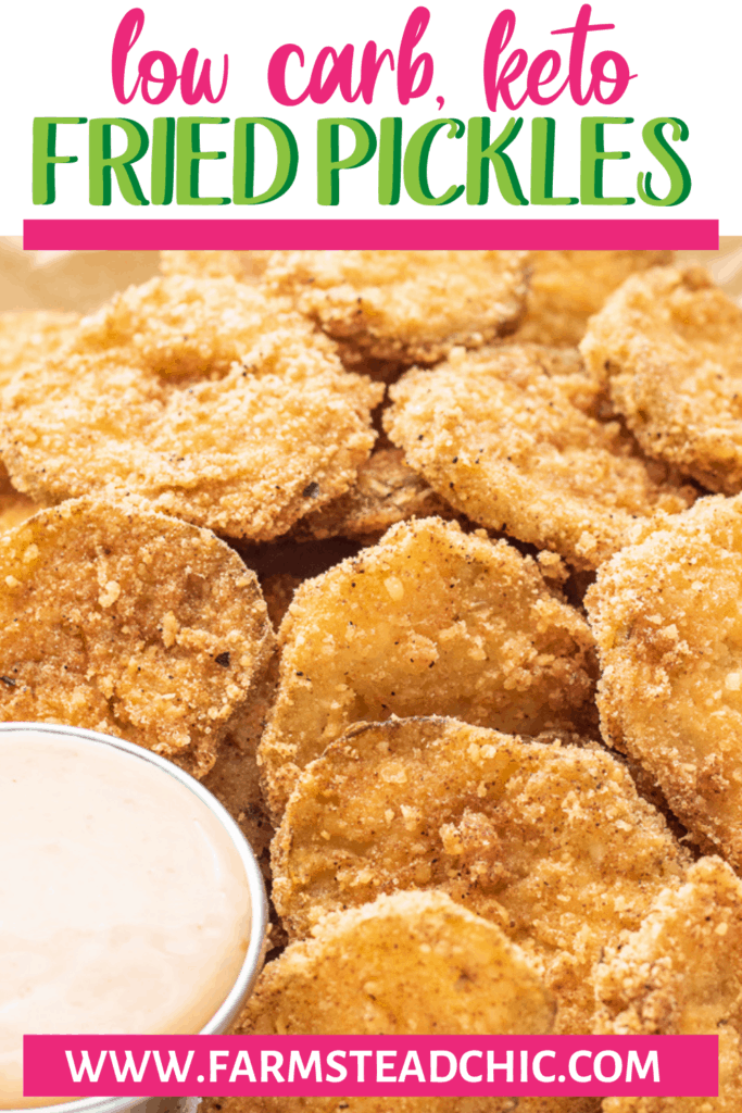 Low Carb, Keto Fried Pickles with Chili Ranch Dipping Sauce