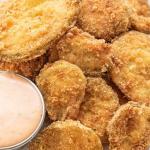 Low Carb, Keto Fried Pickles with Chili Ranch Dipping Sauce