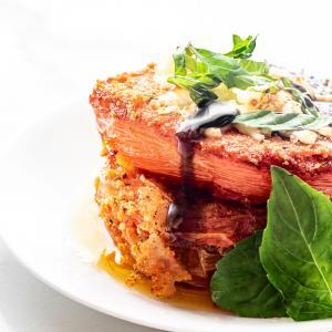 Low Carb, Keto Fried Tomatoes - Mozzarella, Basil & Balsamic Reduction