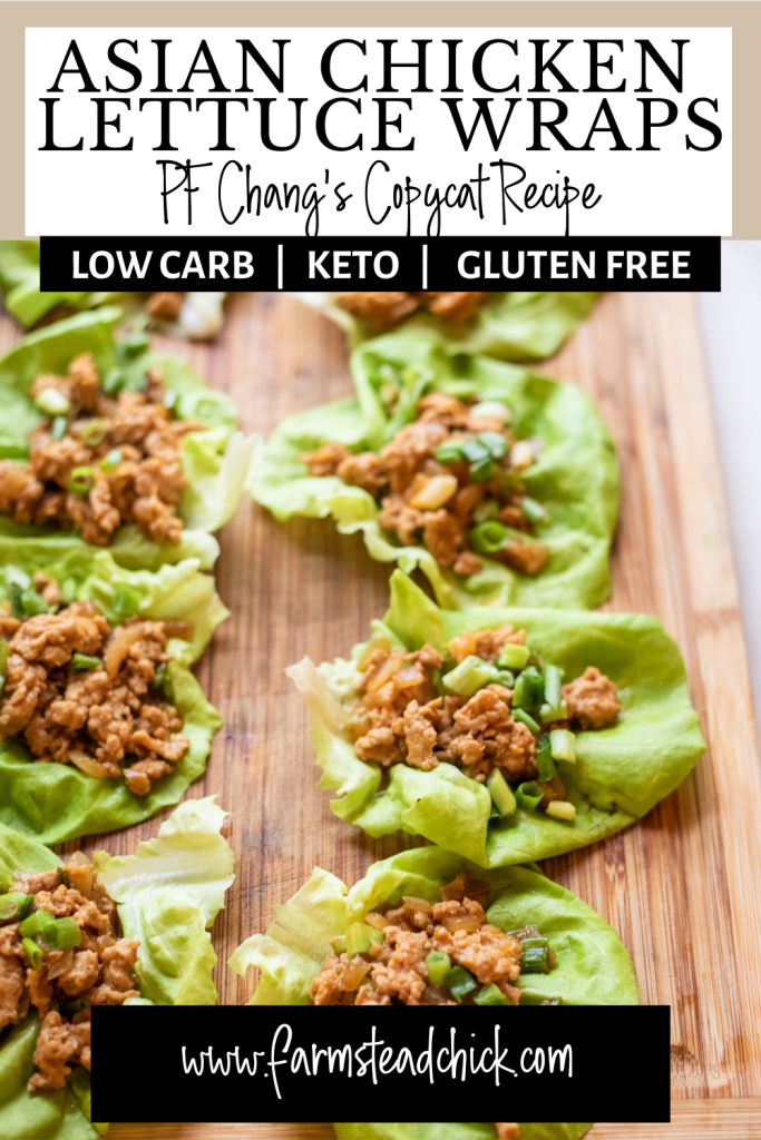 easy chicken lettuce wraps recipe - pf Chang's chicken lettuce wraps Pinterest graphic