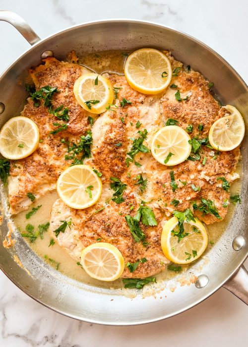 lemon chicken in a skillet